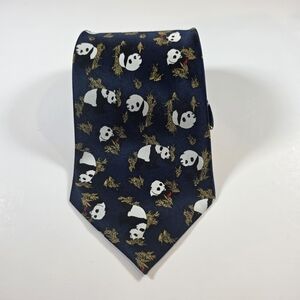Navy Panda Pattern Tie Rene Chagal
